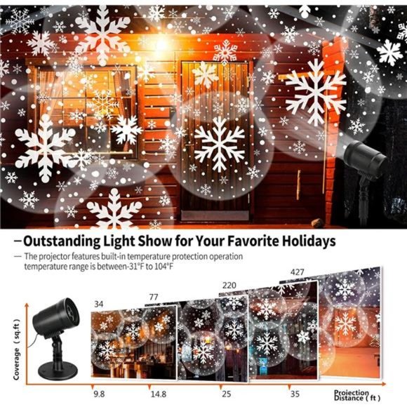 Christmas Projector Lights Outdoor, Waterproof LED Snowflake Lights - Picture 3 of 6